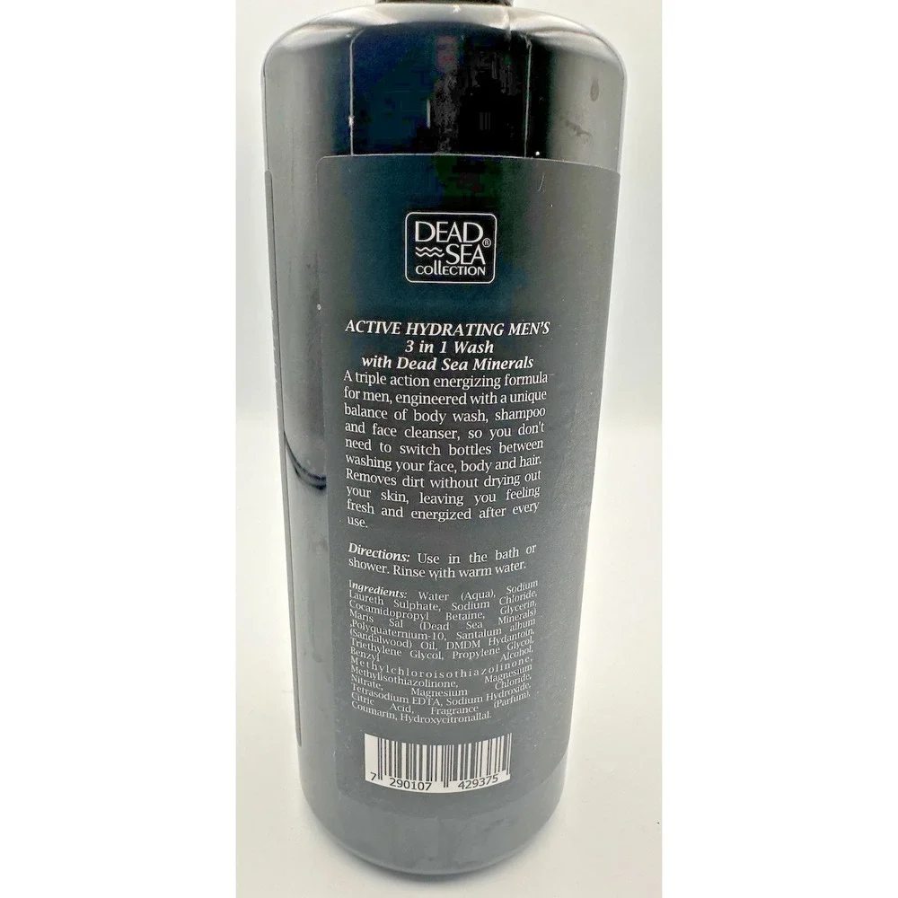 Dead Sea Collection Mens Face Body Hair Hydrating Wash‎ 33.8  oz